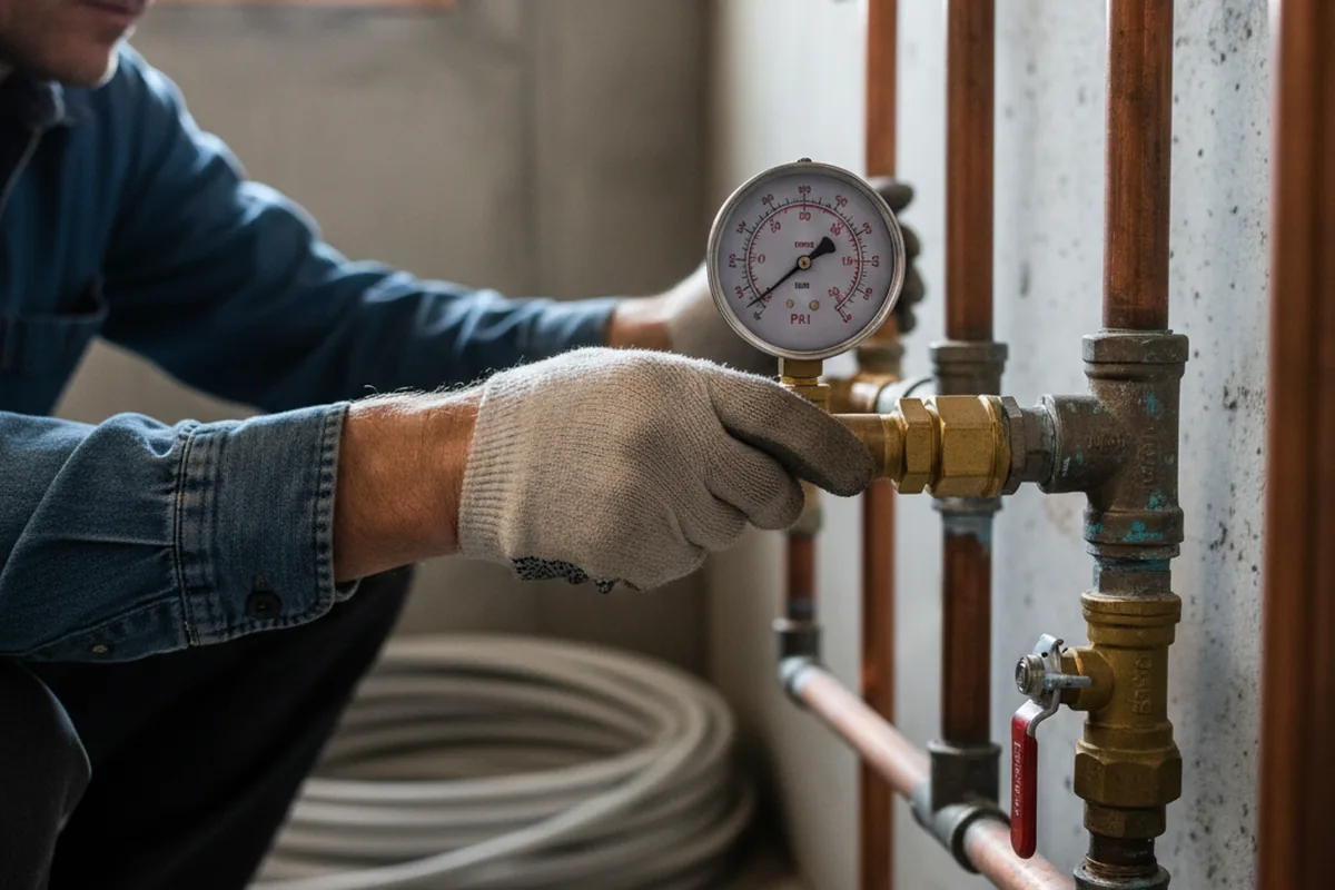 Pressure testing a repaired line during Water Line Repair in Kalaheo